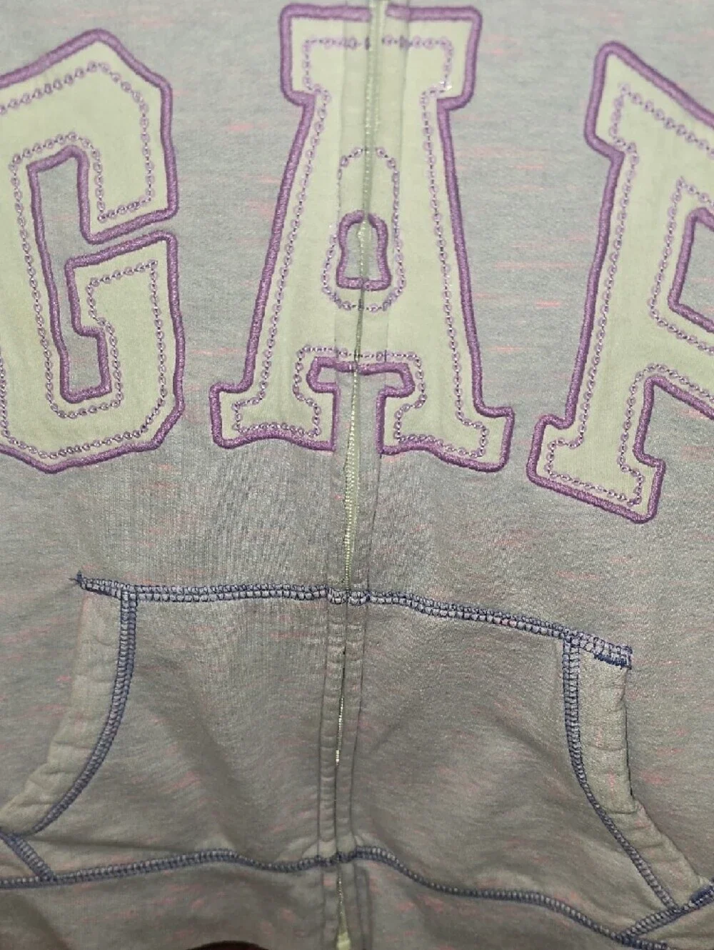 GAP Kids Light Lavender Zip Hoodie with Purple Stitching Size Xlarge